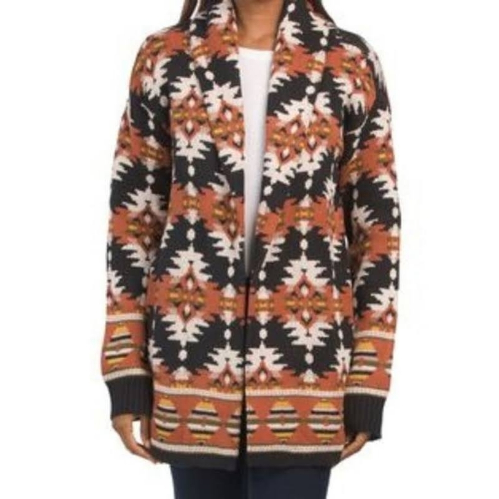 Lucky Brand Aztec Open Front Knit Cardigan Sweater - Picture 10 of 16